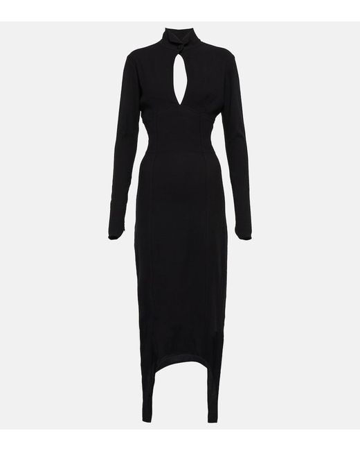 Patou Black Cutout Jersey Midi Dress