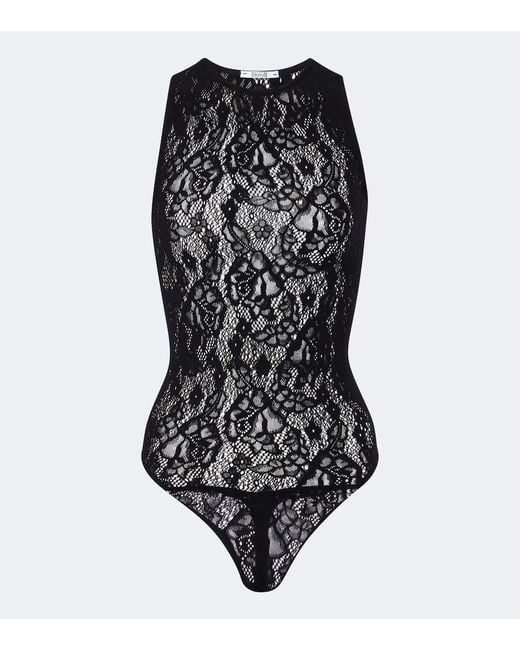 Wolford Black Infinite Floral Lace Bodysuit