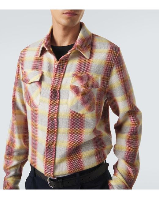 God's True Cashmere Pink Rose Blume Cashmere Shirt With Sunstone for men