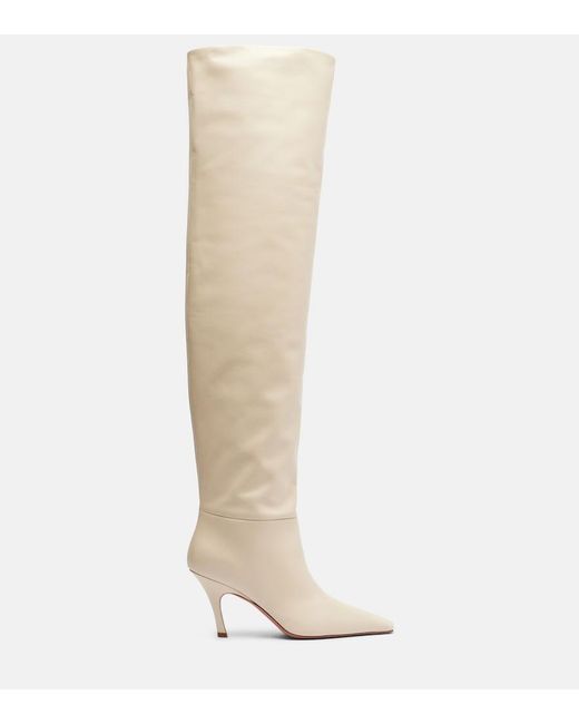 AMINA MUADDI White Jamie 80 Leather Over-The-Knee Boots
