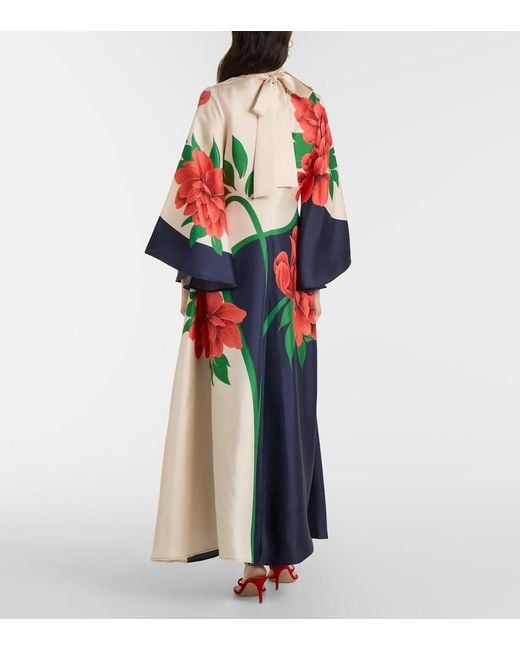 LaDoubleJ Multicolor Magnifico Floral Silk Twill Maxi Dress