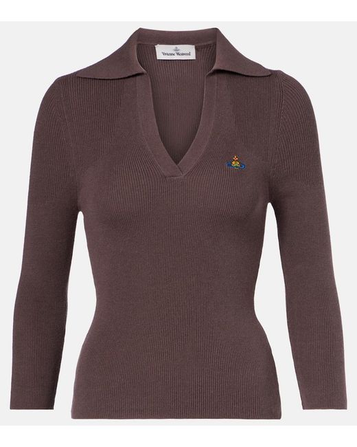 Vivienne Westwood Purple Marina Cotton And Cashmere Polo Sweater