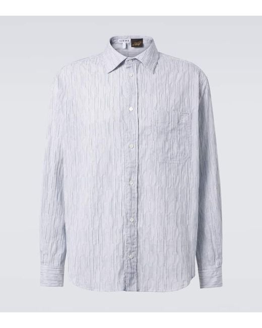 Loewe White Paula's Ibiza Striped Cotton-Blend Shirt for men
