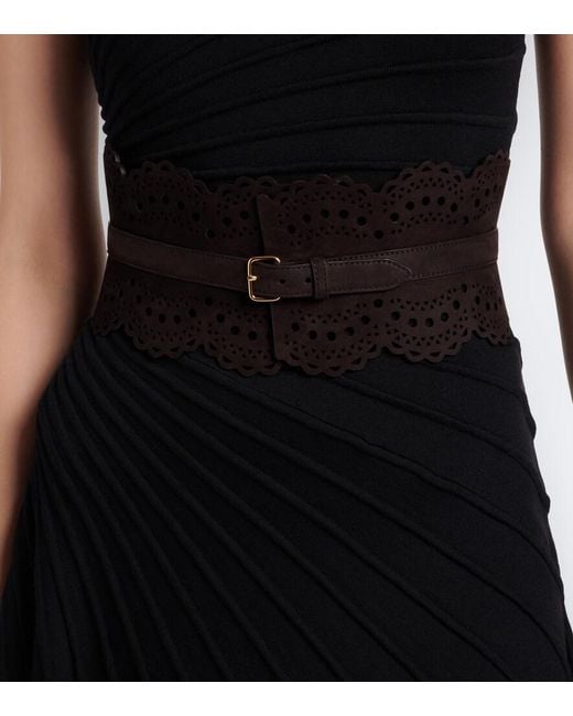 Alaïa Black Vienne Suede Corset Belt