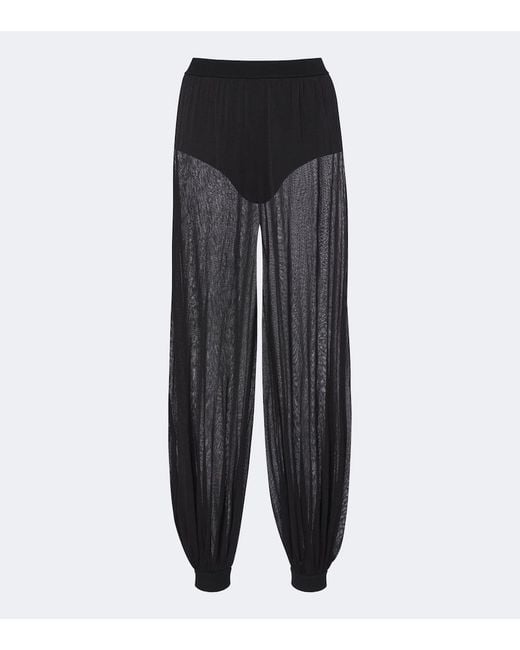 Jonathan Simkhai Black Flora Sheer Knit Balloon Pants