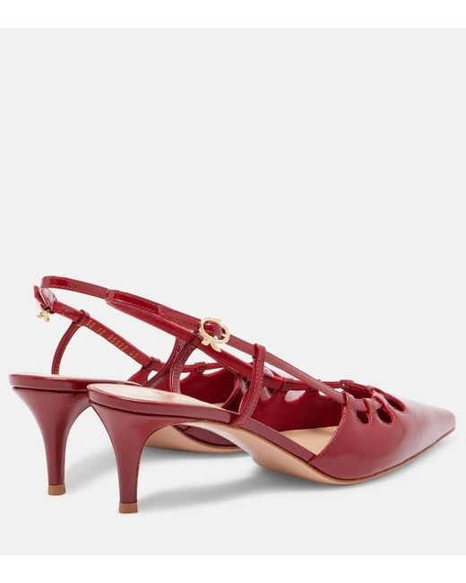 Gianvito Rossi Red Eloise 55 Patent Leather Slingback Pumps