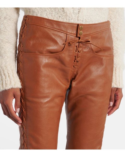 Isabel Marant Brown Schmale Hose Cyerra Aus Leder