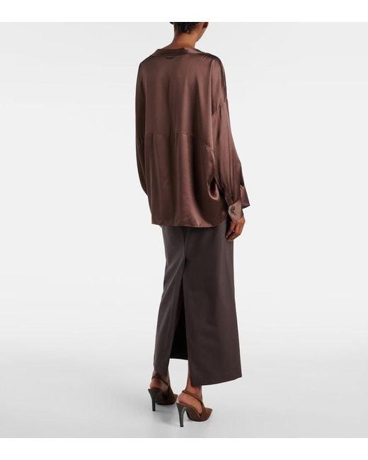 Brunello Cucinelli Brown Bluse Aus Seidensatin