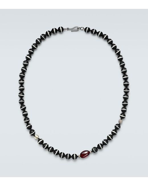 Ileana Makri Metallic Sterling Beaded Necklace With Gemstones for men