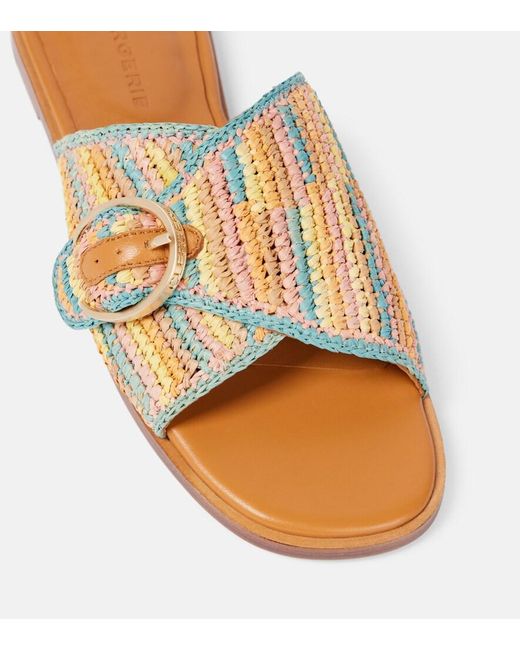 Robert Clergerie Brown Irme Raffia Slides