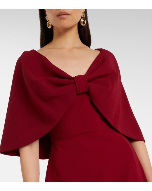 Elie Saab Red Caped Cady Gown