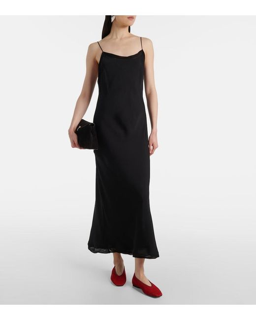 Totême Black Silk Satin Slip Dress