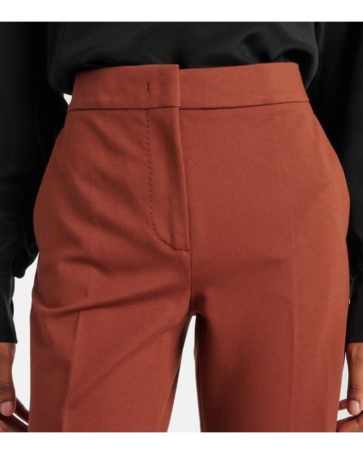 Max Mara Red Carmen Wool Flannel Wide-Leg Pants
