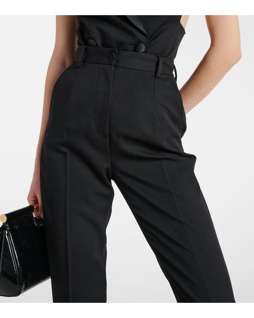 Dolce & Gabbana Blue High-Rise Wool And Silk Slim Pants