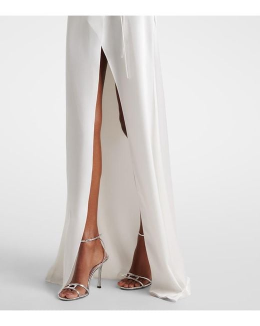 David Koma White Floral-Applique Gown