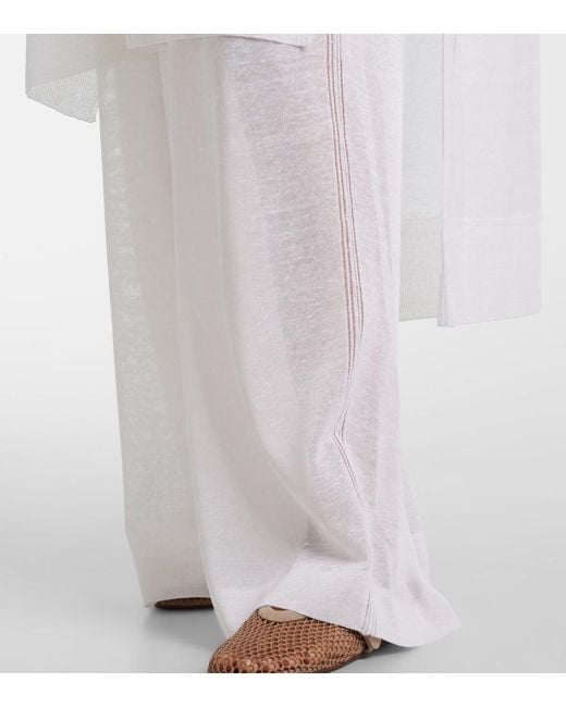 Alaïa White Linen And Silk Wide-Leg Pants