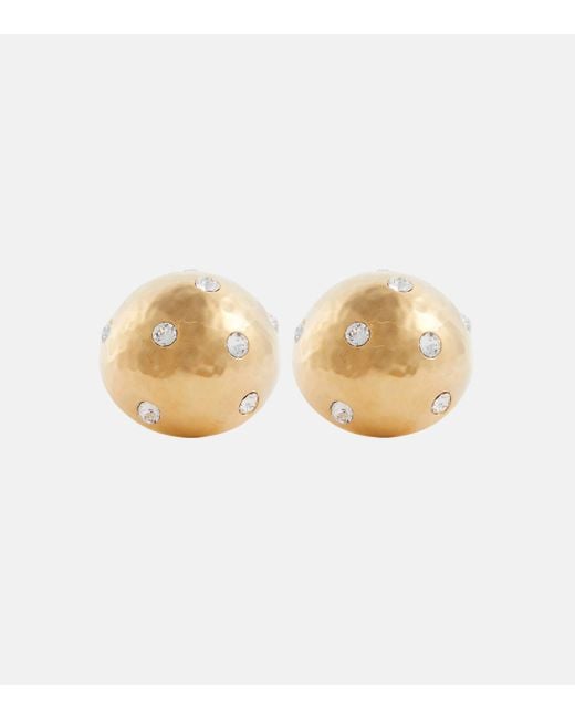 Saint Laurent Natural Dome Embellished Clip-on Earrings