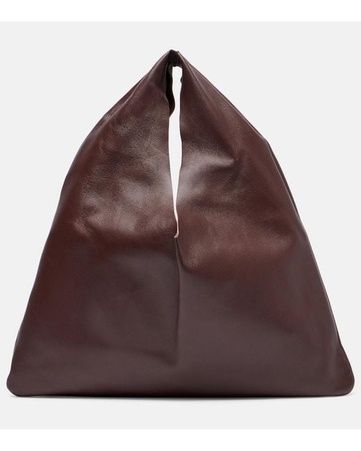 The Row Brown Bindle Small Leather Shoulder Bag