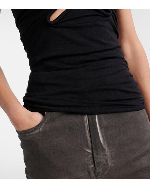 Rick Owens Black Cutout Ruched Strapless Top