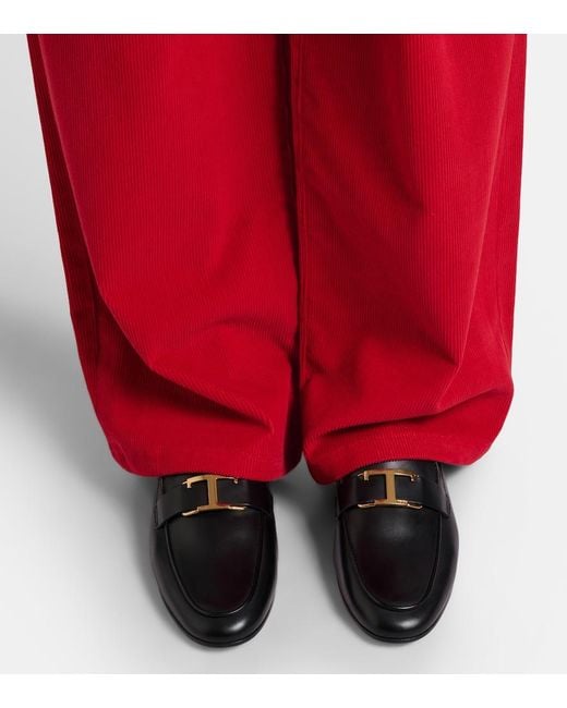 Tod's Black T Timeless Leather Loafers