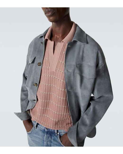 Lardini Gray Suede Overshirt for men
