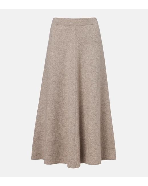 Jardin Des Orangers Brown Wool And Cashmere Midi Skirt