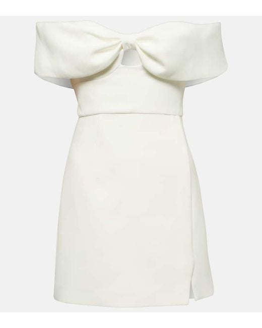 Self-Portrait White Off-Shoulder-Minikleid Aus Crepe