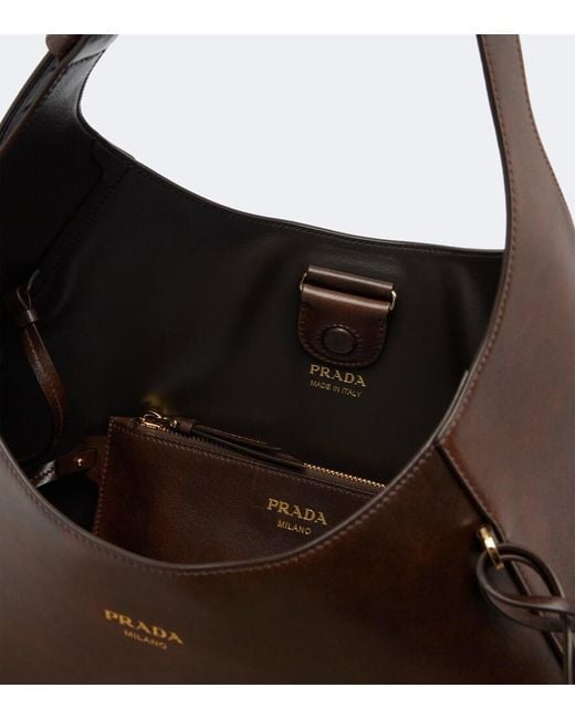 Prada Brown Large Leather Shoulder Bag