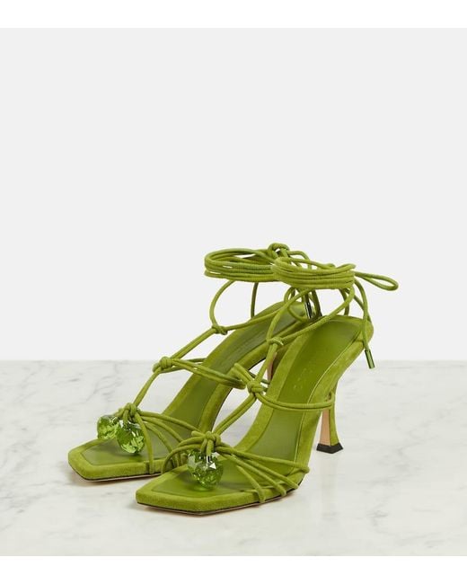 Sandalias Jemma 90 De Ante Adornadas Jimmy Choo de color Green
