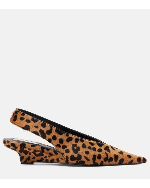 Totême  Brown Leopard-Print Wedge Calf Hair Slingback Pumps