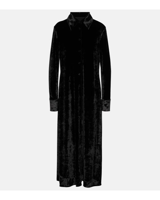 Jil Sander Black Velvet Shirt Dress