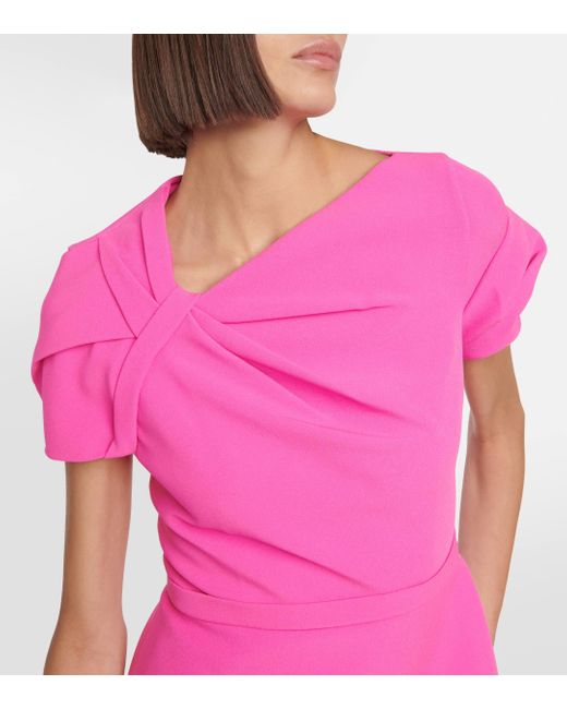 Safiyaa Pink Cassiopal Belted Heavy Crepe Cocktail Midi-dress
