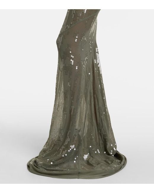 Rick Owens White Sequined Sheer Tulle Gown