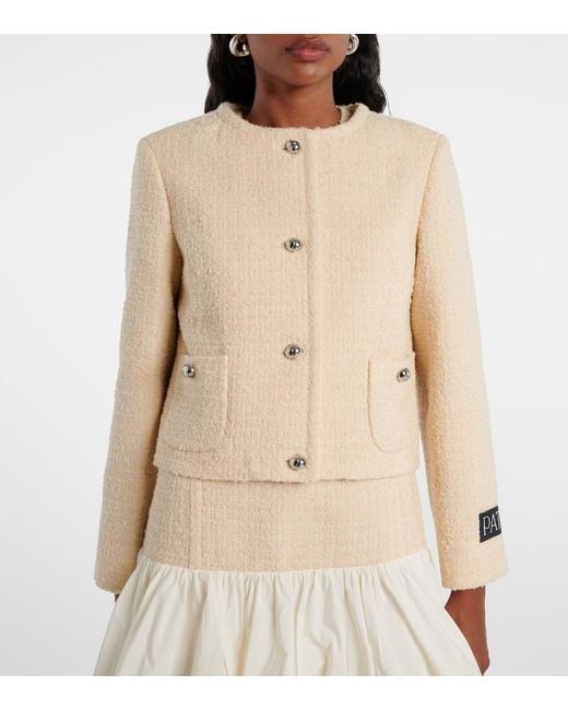 Patou Natural Logo Wool-Blend Boucle Jacket