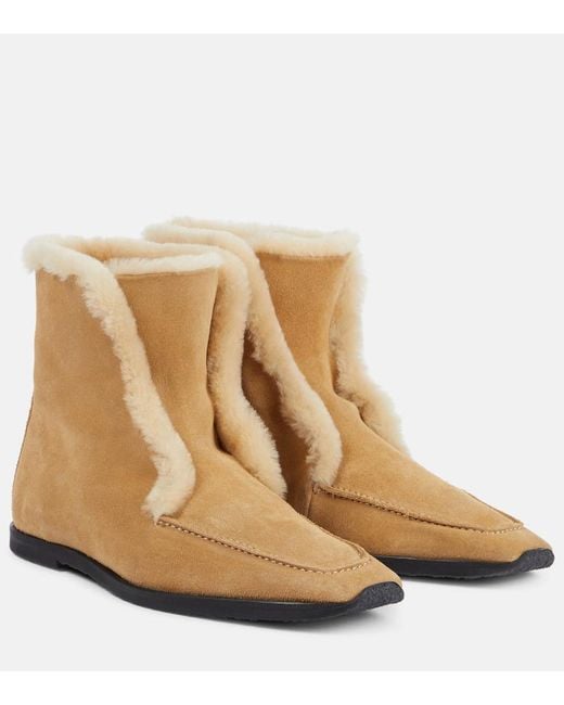 Totême  Natural Shearling-Lined Suede Ankle Boots