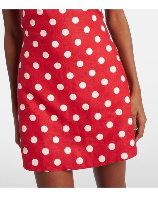 Posse Red Alice Polka-Dot Linen Minidress
