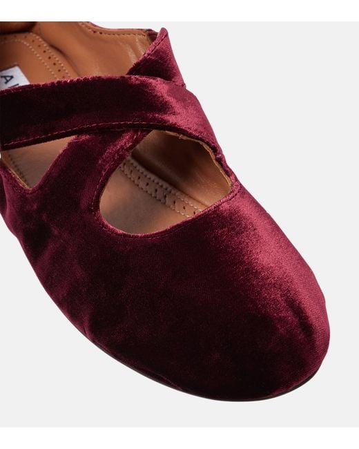 Alaia 2025 Criss Cross With Stud Ballet Flats Red Suede 293214 main image 0