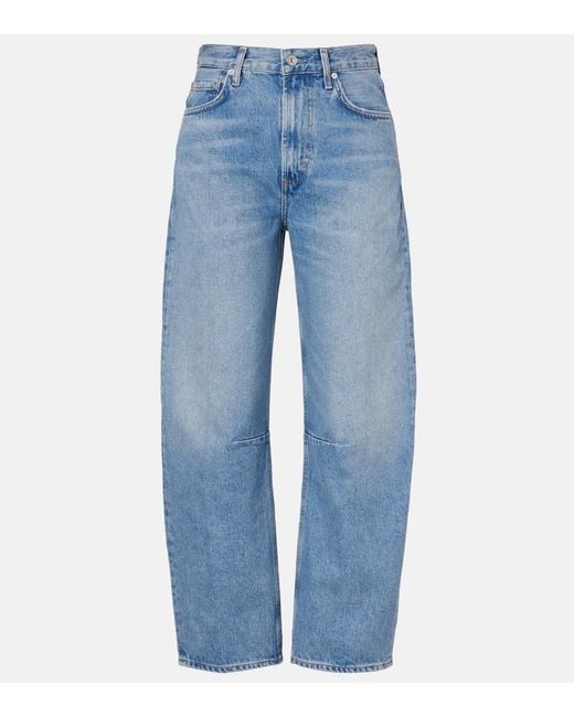 Citizens of Humanity Blue Miro High-Rise Cropped Barrel-Leg Jeans