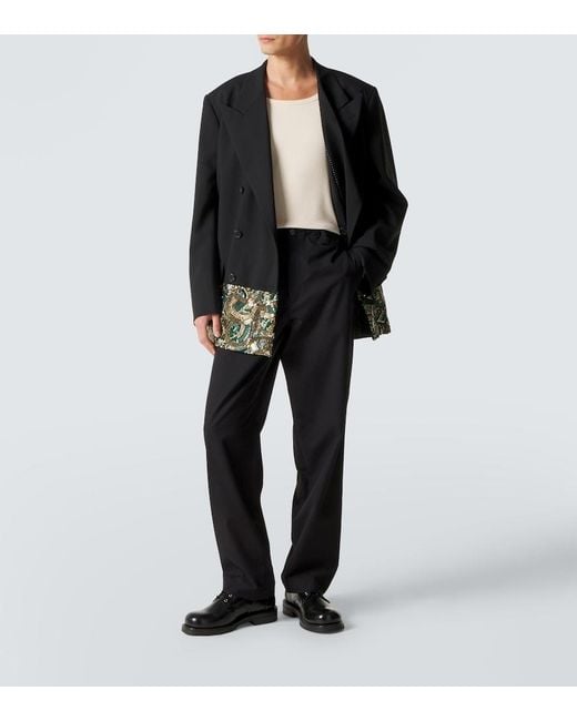 Dries Van Noten Black Cotton Straight Pants for men