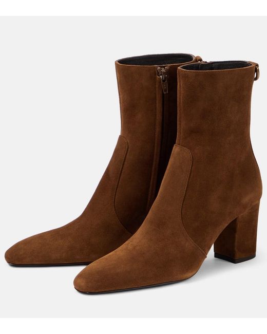 Saint Laurent Brown Betty 70 Suede Ankle Boots