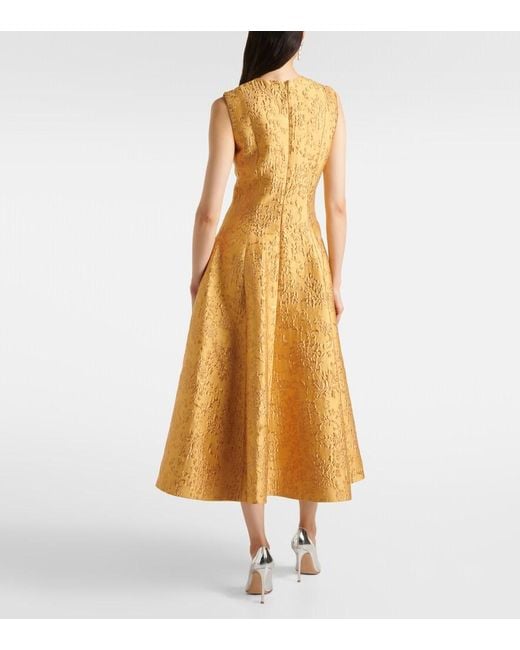 Emilia Wickstead Yellow Mara Floral Embossed Jacquard Midi Dress