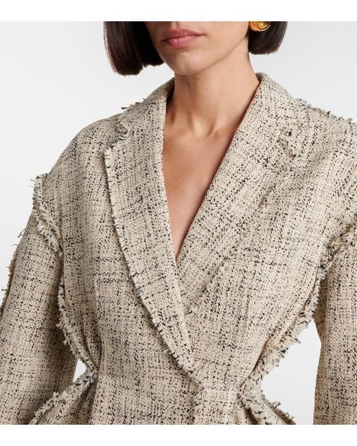 Erdem Natural Cotton-Blend Tweed Peplum Jacket