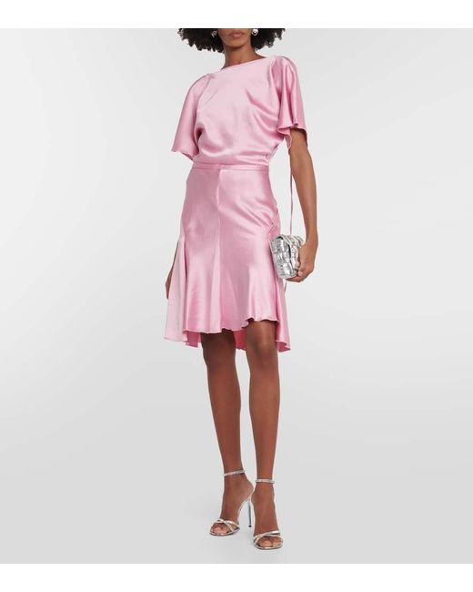 Vestido corto con acabado satinado Victoria Beckham de color Pink