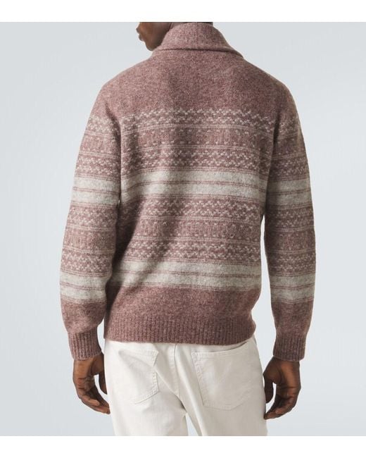 Brunello Cucinelli Brown Alpaca, Cashmere, And Wool-Blend Cardigan for men