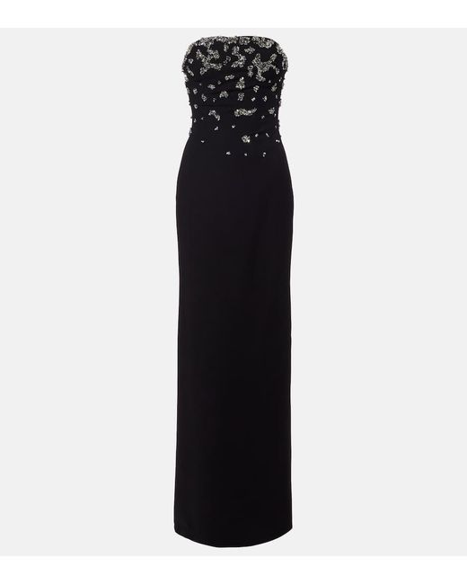 Marmar Halim Black Embellished Strapless Gown