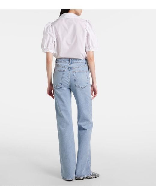 FRAME Blue Arrow High-Rise Bootcut Jeans
