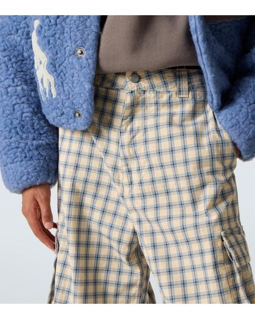 ERL White Checked Cotton Cargo Pants for men