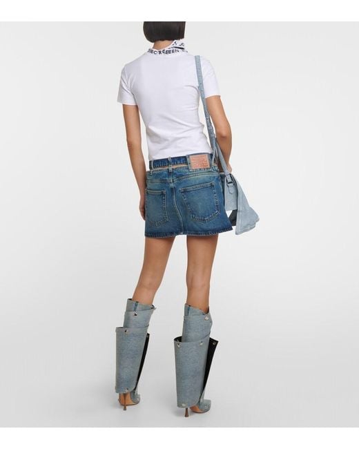 Y. Project Blue Y Belt Denim Miniskirt