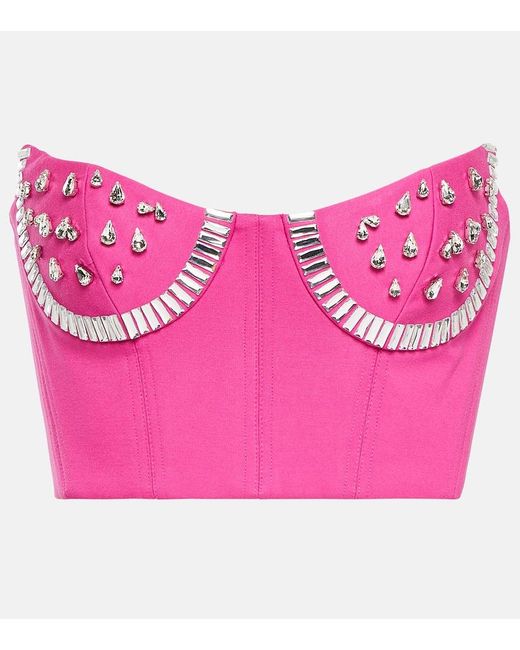 Area Pink Crystal-embellished Bustier Top