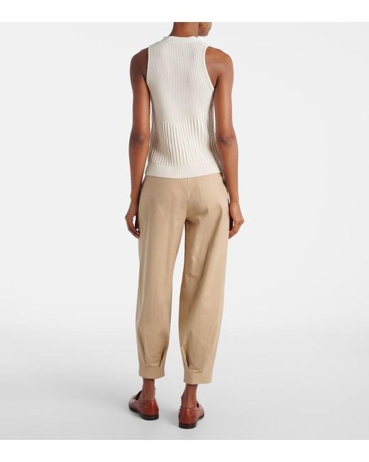 Max Mara White Bimba Ribbed-Knit Cotton-Blend Vest